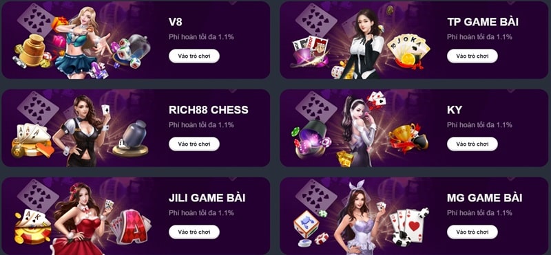 Luck8 cung cấp những game bài hot nhất từ các nền tảng đối tác uy tín
