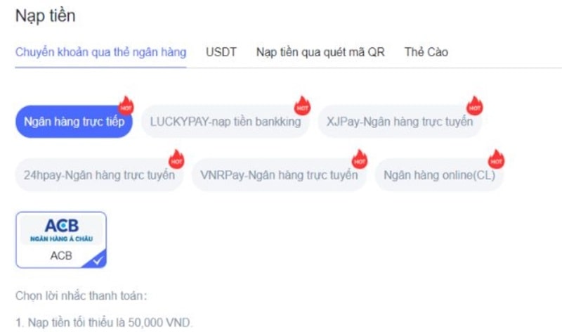 Người chơi cần lưu ý khi nạp tiền vào Luck8